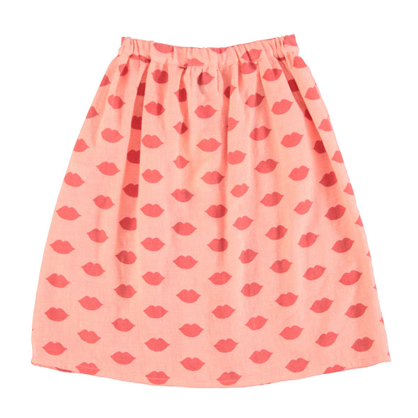 Piupiuchick Pink w/ Red Lips Long Skirt w/ Front Pockets