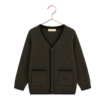Retro Kid Lucas Baby Boy Knit Cardigan Sweater - Brown/ Black