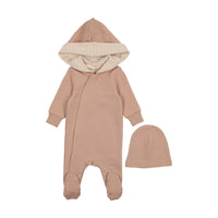 Mema Knits Pink Hooded Footie + Beanie