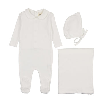 Mema Knits Winter White Pointelle three piece set (M304-3PC)