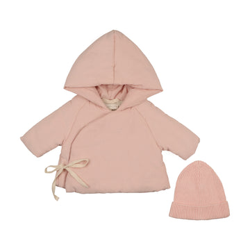 Mema Knits Pale Pink Corduroy Jacket + Beanie (M424)