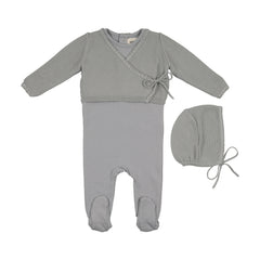 Mema Knits Windy Blue Embroidered Edge Knit Sweater And Bonnet + Base Footie (M428)