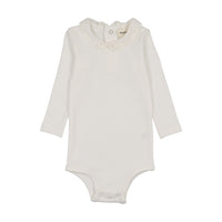 Mema Knits Winter White Lace Collar Onesie (M433)