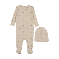 Mema Knits Teddy Bears Teddy Bear Print Footie + Beanie (M450)