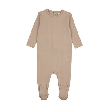 Mema Knits Beige Mélange Pointelle Base Footie For Knits (M452)