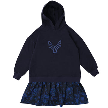 Bopop Navy Embroidered Logo Floral Print Dress (Embroidered Logo Collection) M894