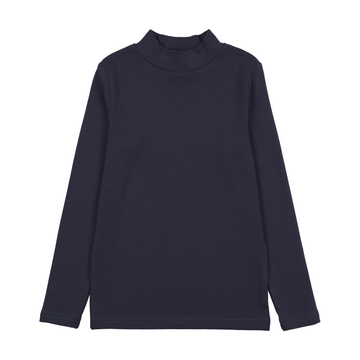 Bopop Navy Embroidered Logo Mock Neck (Embroidered Logo Collection) M896
