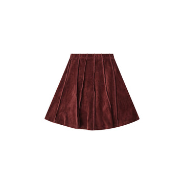 Bopop Burgundy Pocket Detail Velour Panel Skirt (Burgundy Collection) M906