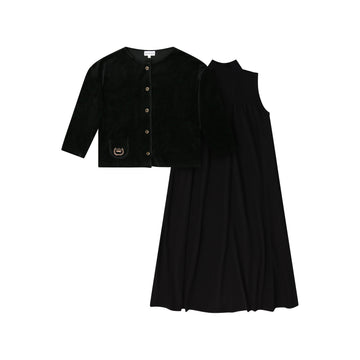 Bopop Sleeveless Maxi with Gold Detail Cardigan - Long Length (Maxi Collection) M925