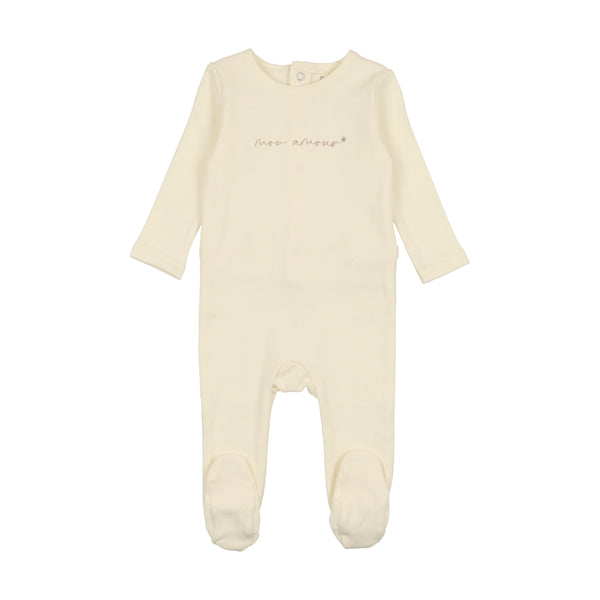 Lilette By Lil Legs  Mon Amour  Footie Ivory/Taupe