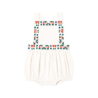 The New Society - Malva Baby Romper Flower Embroidery Natural Denim