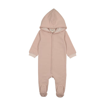 Mema Knits - Hooded Footie - Pale Rose