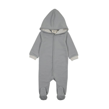 Mema Knits - Hooded Footie - Dove Blue