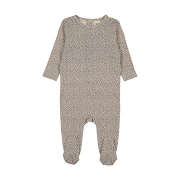 Mema Knits - Leaf Printed Footie - Soft Pink Leaf Print