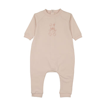 Mema Knits - Vintage Bunny Print Jumpsuit - Baby Blush - Pink