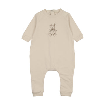 Mema Knits - Vintage Bunny Print Jumpsuit - Light Beige - Otter