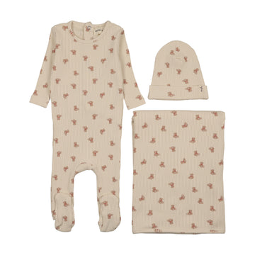 Mema Knits - Bear Printed Three Piece Set - Bear Print