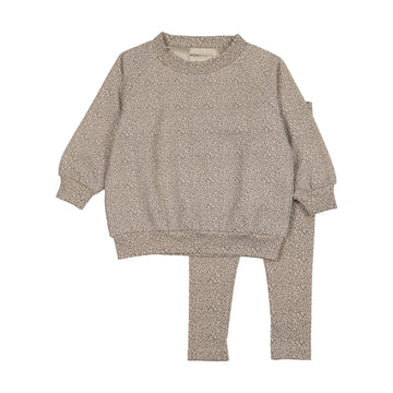 Mema Knits - Leaf Print Sweatshirt Set - Soft Pink Leaf Print