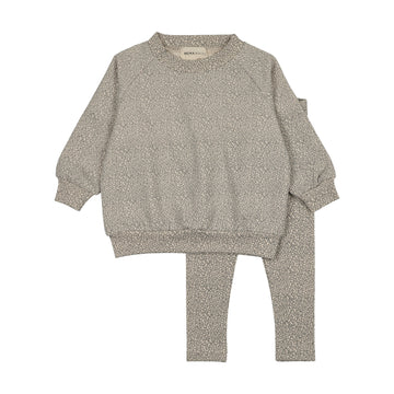Mema Knits - Leaf Print Sweatshirt Set - Blue Leaf Print