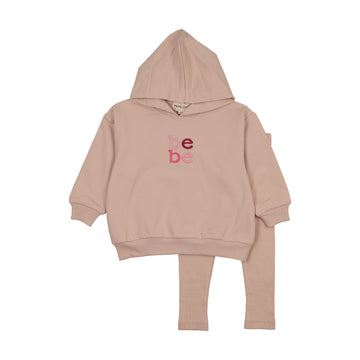 Mema Knits - Hooded Sweatshirt Set - Pale Pink