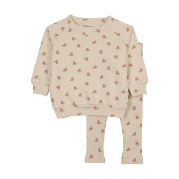 Mema Knits - Bear Print Sweatshirt Set - Bear Print