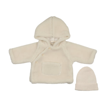 Mema Knits - Sherpa Jacket + Knitted Beanie - Ivory