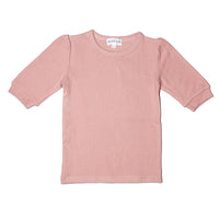 Bopop Pink with Red Trimming Scalloped 3/4 Sleeve Tee