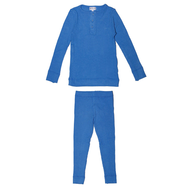 Bopop Blue Ribbed Pajamas