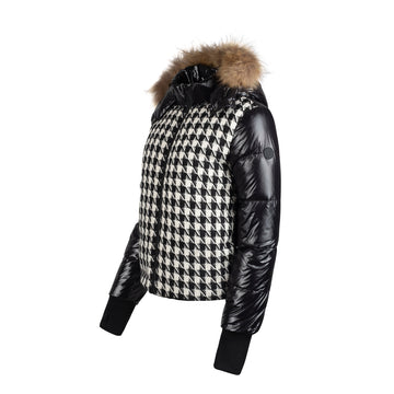 Manteau Jr. Blk Fur / B+W Houndstooth Knit  Teen Reversible