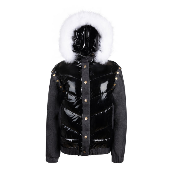 Manteau Jr. Shiny Black  Teen Denim Bomber