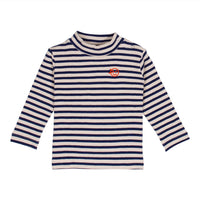 Wynken Navy/Ecru Mini Stripe Demi Roll Neck