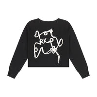 Retro Kid Black Mae Rope Detail Knit Cardigan