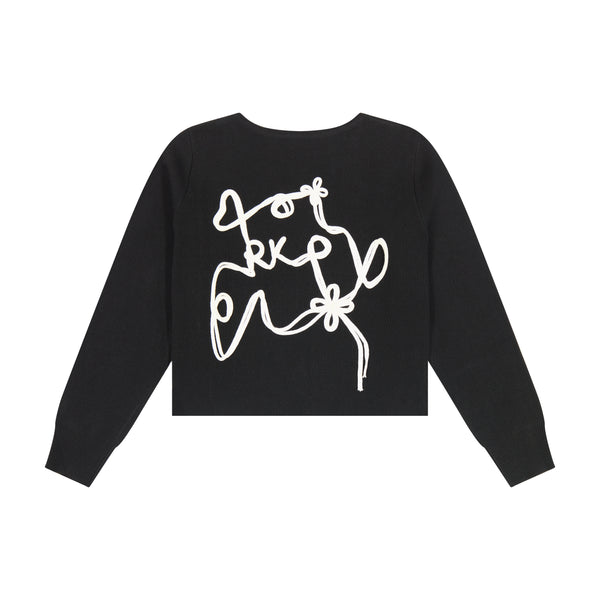 Retro Kid Black Mae Rope Detail Knit Cardigan