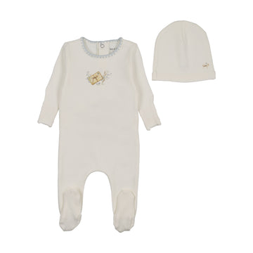 Bee & Dee Mail And Flowers Footie/Beanie Chalk White Boys