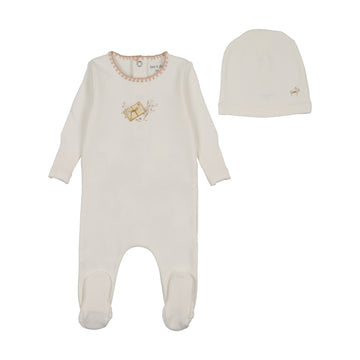 Bee & Dee Mail And Flowers Footie/Beanie Chalk White Girls