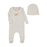Bee & Dee Mail And Flowers Footie/Beanie Chalk White Girls Foldover Cuff