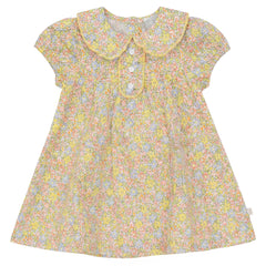 Pompomme Yellow Floral Frill Egde Dress P7306