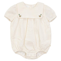 Pompomme Cream Embroidered Detail Romper Bb P7558
