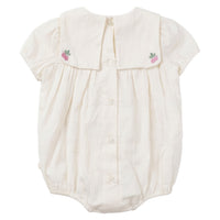 Pompomme Cream Embroidered Detail Romper Bg P7560