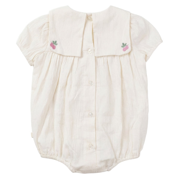 Pompomme Cream Embroidered Detail Romper Bg P7560