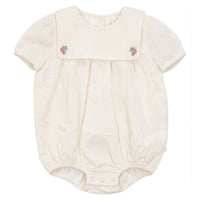 Pompomme Cream Embroidered Detail Romper Bg P7560