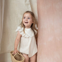 Popelin Lurex romper suit with embroidered yoke (Mod.1.1)