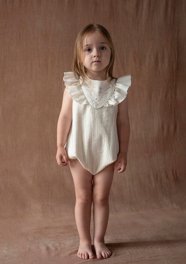 Popelin Lurex romper suit with embroidered yoke (Mod.1.1)