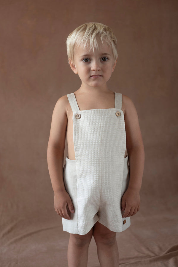 Popelin Sand waffle fabric combination dungarees (Mod.12.1)
