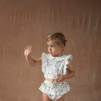 Popelin Poppy pattern short top with double baby collar (Mod.13.3)
