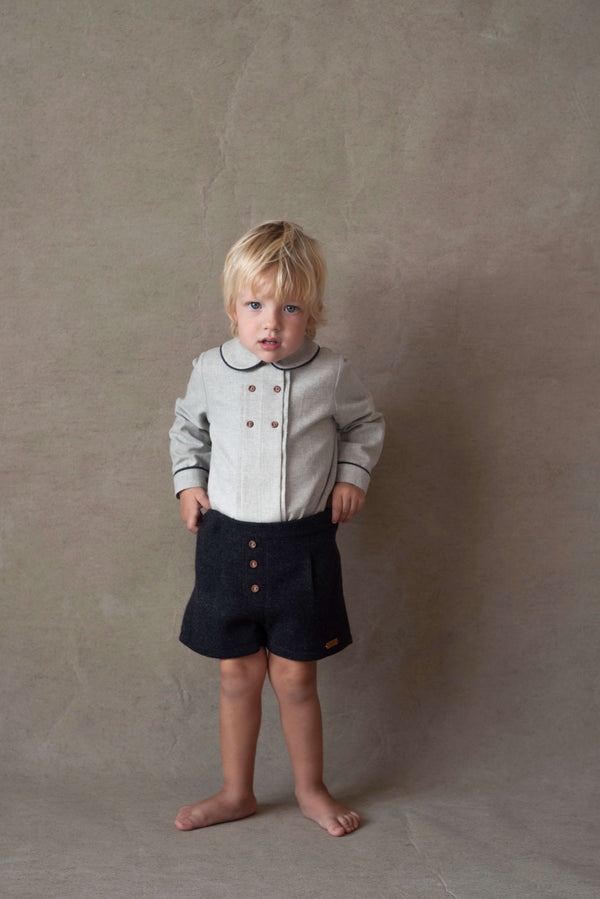 Popelin Grey Woollen Shorts (Mod 15.3)