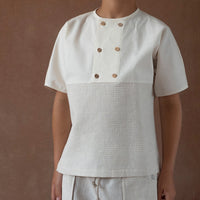 Popelin Sand waffle fabric shirt with double breasted buttons (Mod.20.1)