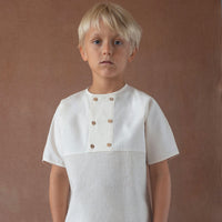 Popelin Sand waffle fabric shirt with double breasted buttons (Mod.20.1)