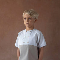 Popelin Taupe shirt with double breasted buttons (Mod.20.2)
