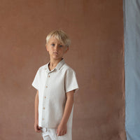 Popelin Sand waffle fabric shirt with lapel collar (Mod.21.3)